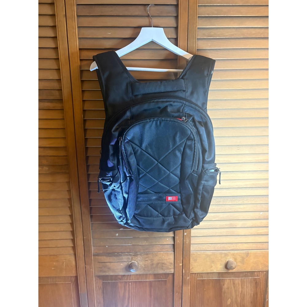 Case Logic Black Laptop Backpack Quilted‎ Nylon Padded Travel Bag